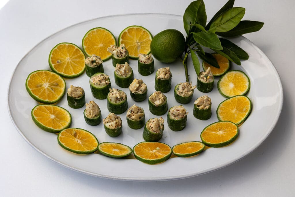 Hors d'oeuvres on a tray